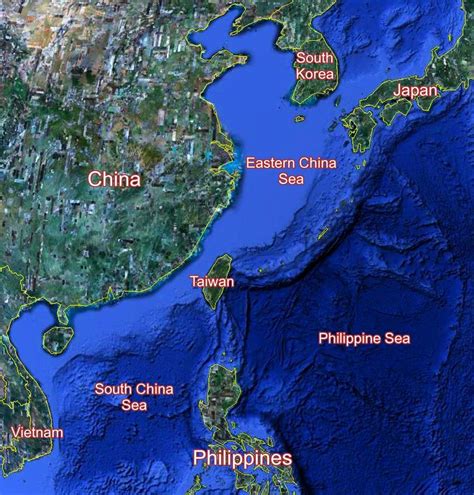 what are the bodies of water that border china